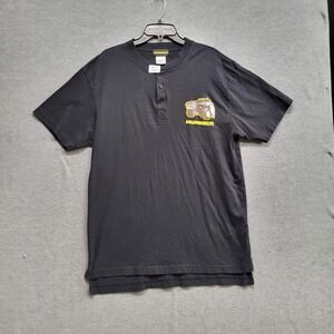 Hummer Men Shirt XL Black Graphic Henley Cotton Short Sleeve READ